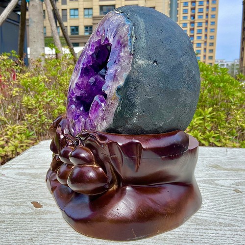 27,46 Pfund natürlicher Uruguay Amethyst Geode Quarz Geldbeutel Kristall Energie + Ständer - Bild 8 von 18