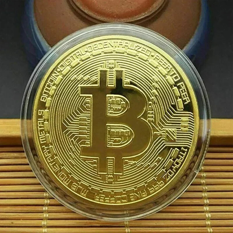 Gold Plated Bitcoin Coin Collectible Art Collection Gift Physical Commemorative-image