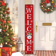 Christmas Snowman Wooden Porch Sign 47" Winter Vintage Large Welcome Porch Si...