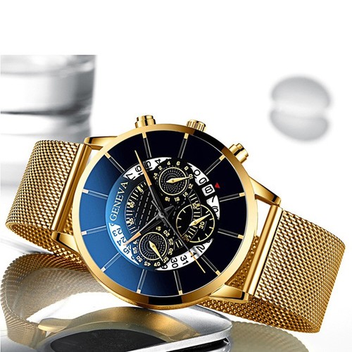 GENEVA Military Mens Stainless Steel Wrist Watch Casual Date Analog Quartz Watch - Picture 3 of 19