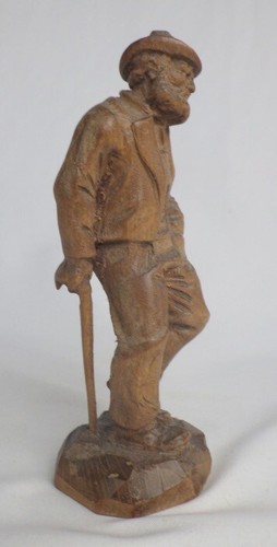 Vintage 5” Carved Wood Walking Man with Cane Figurine - Picture 4 of 7