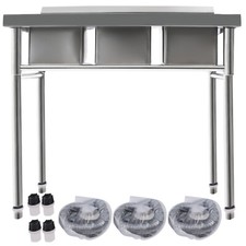 3-Compartment Sink Bowl Kitchen Catering Prep Table Stainless Steel Washing Sink