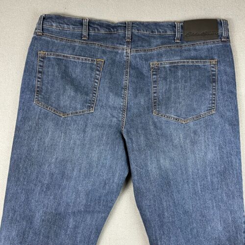 Eddie Bauer Flannel Lined Jeans Mens 38x30 Blue Straight Warm Workwear Casual - Picture 9 of 11
