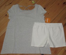 Gymboree Crazy 8 a-line summer top bike shorts NWT girl 14 gray white