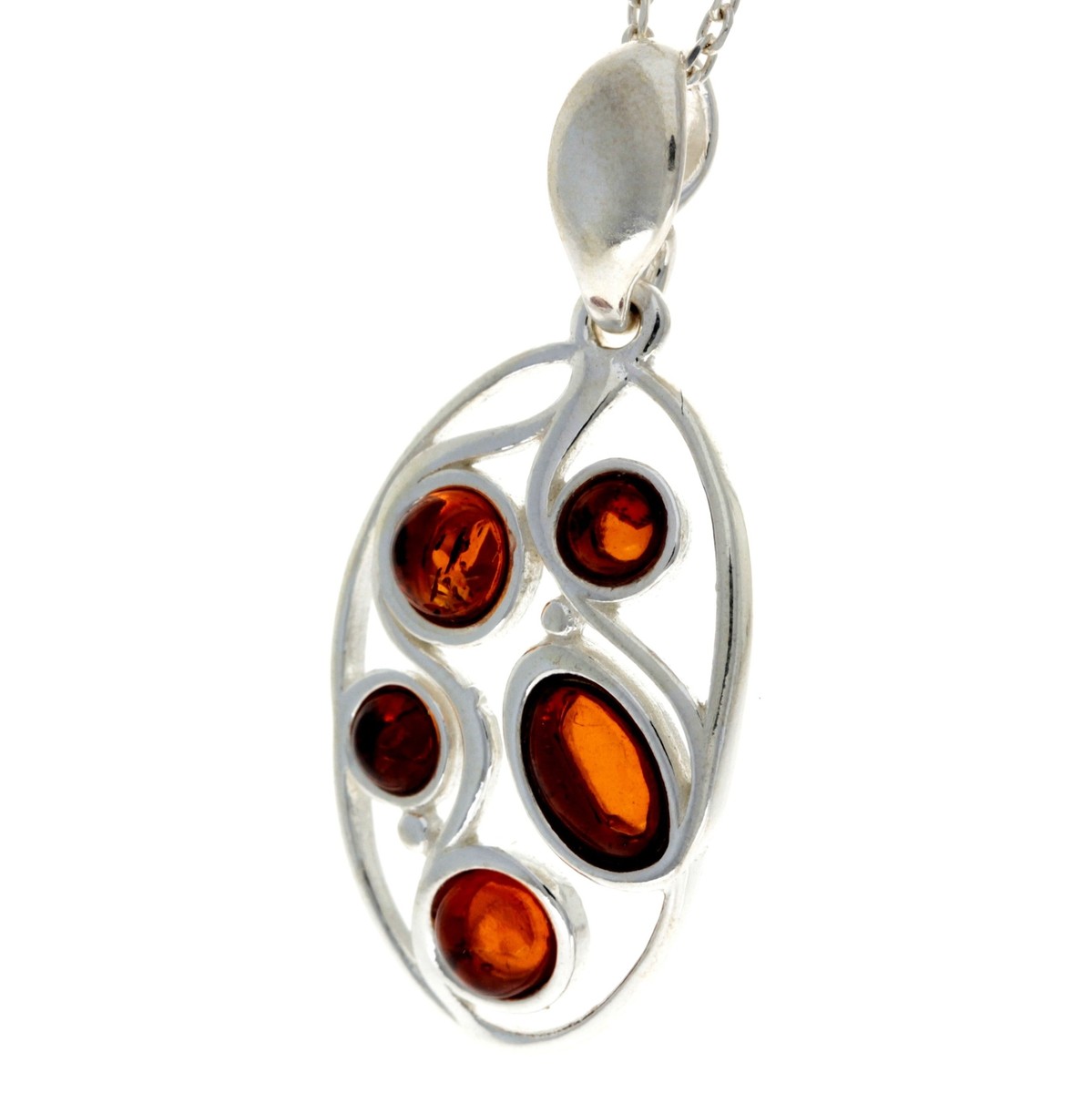 Pendentif En Ambre Baltique Naturel Et Argent 925 - Modèle GL2039 - Bijou Moderne Et Authentique
