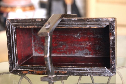 Antica scatola cinese in lacca con coperchio scorrevole (dinastia Quing?) - Foto 4 di 21