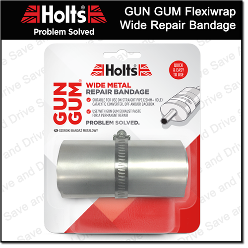 Holts Gun Gum Flexiwrap Wide Metal Exhaust Long Life Steel Repair