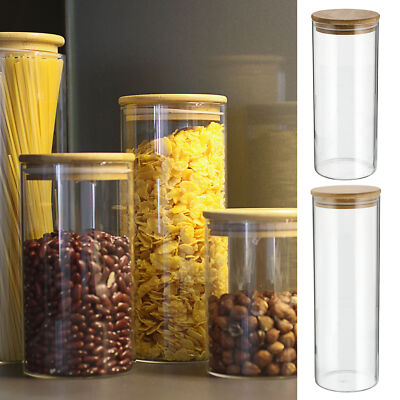 Vorratsdose Bambusdeckel Vorratsbehlter Rund 1200/1500ml Borosilikatglas  Bambus | eBay.de