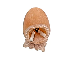 Miniature Stoneware Nativity Egg Hand Carved Intricate Detail Inside 1.5" Tall