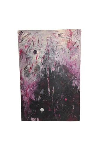 Vtg 70s Abstract Painting Wall Art Canvas Space Galaxy Purple Planets Stars - Picture 4 of 19