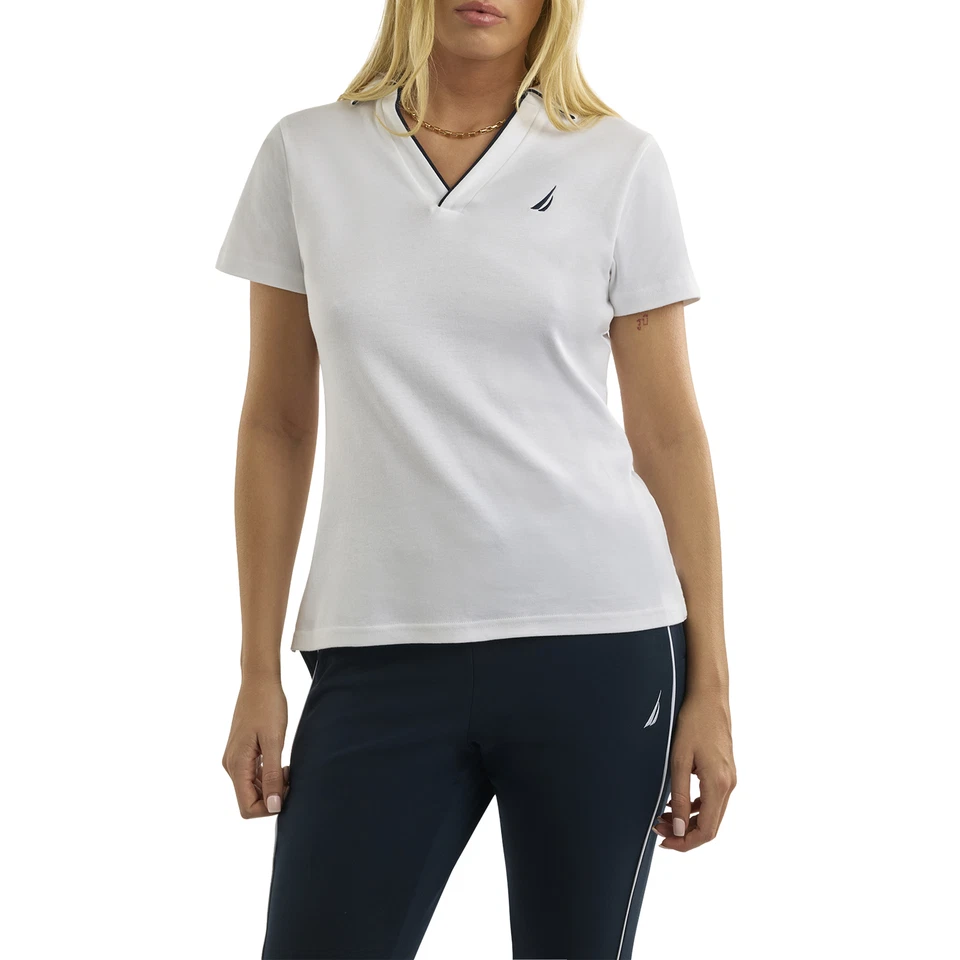 Nautica Womens Polo Shirt Adalynn Polo White