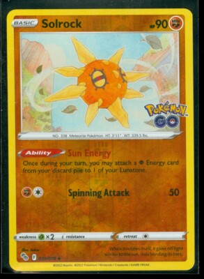 Pokemon SOLROCK 039/078 - Pokemon GO - Rev Holo - - MINT