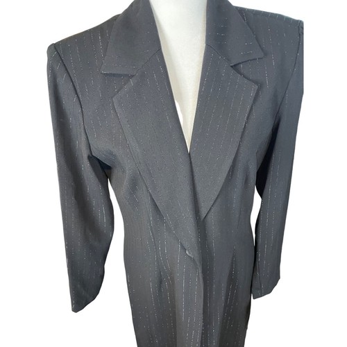 Vintage Dani Max NWT Black Metallic Pintripe Blazer Dress Sz 8P - Picture 5 of 14