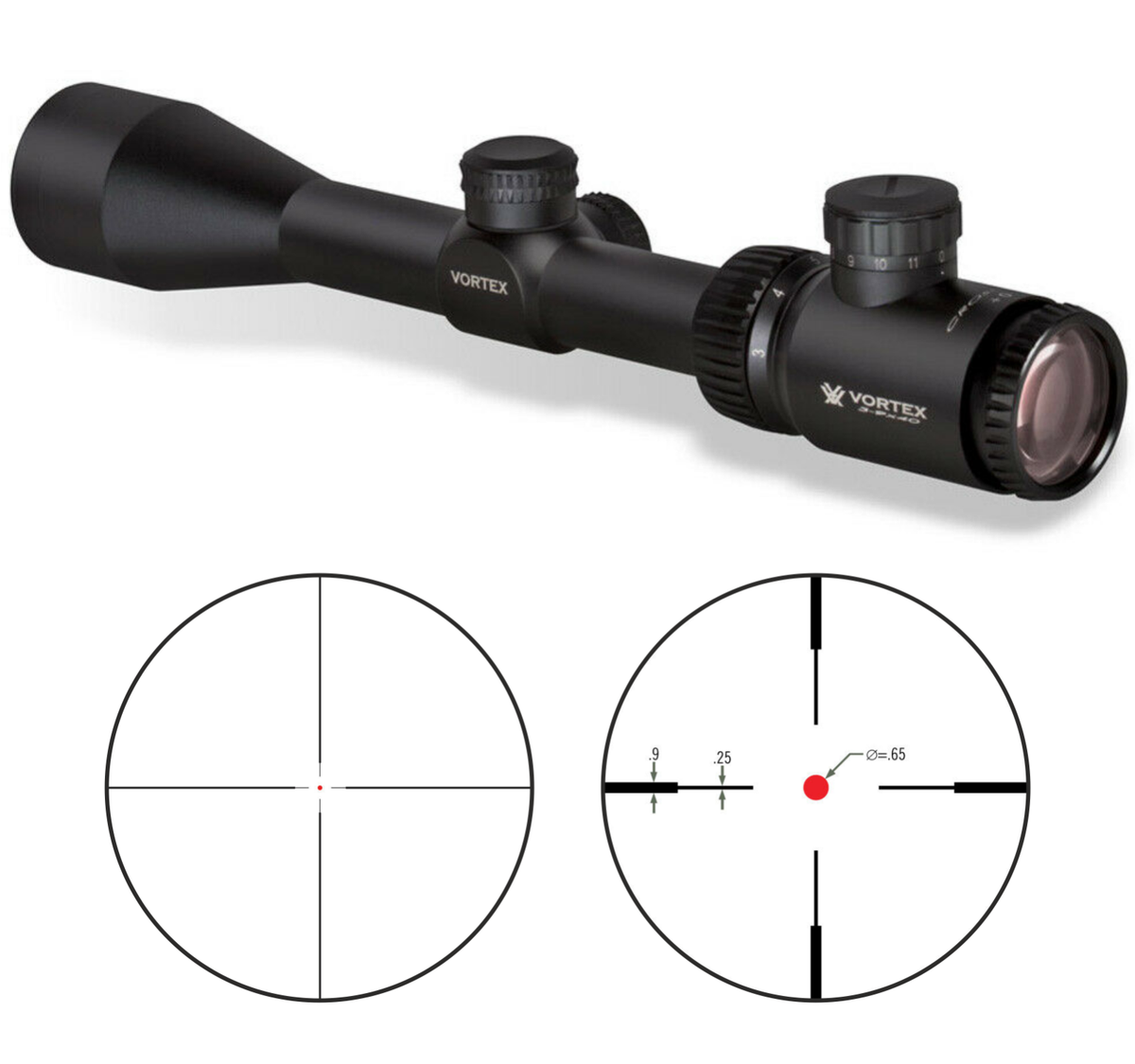 Vortex Optics Crossfire II 3-9x40 Riflescope V-Brite with Hat and