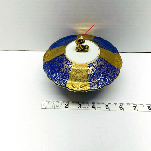 Schwarzenhammer Bavaria Rare 49 Schumann Cobalt Blue & Gold Compote Covered Dish - Picture 14 of 15