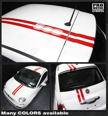 Fiat 500 2007-2015 Over-The-Top Double Stripes Decals (Choose Color)
