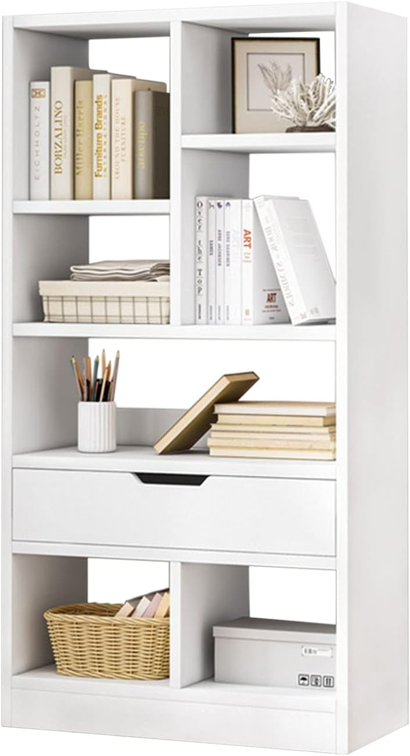 Wooden Open Shelf Bookcase - 51 Inches Height Freestanding Display Storage Cabin