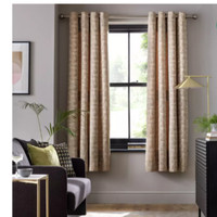 Save 50%  Habitat  Jacquard Lined Eyelet Curtains - Golden Cream - 168cm x 229cm