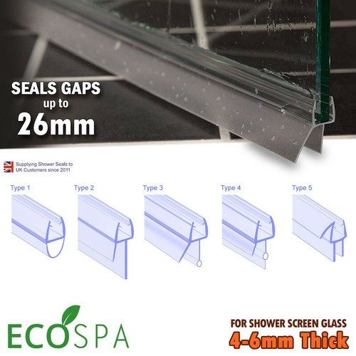 ECOSPA Bath Shower Screen Door Strip Seals For Glass Thickness 4mm 5mm