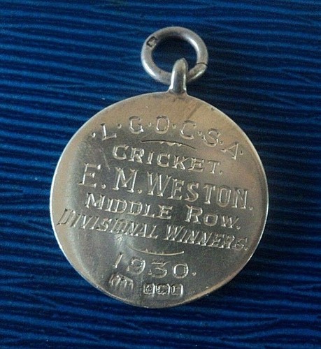 Argent Émail Cricket Médaille Stg Hm 1926 1930 London General Omnibus SPORTS - Photo 4 sur 4