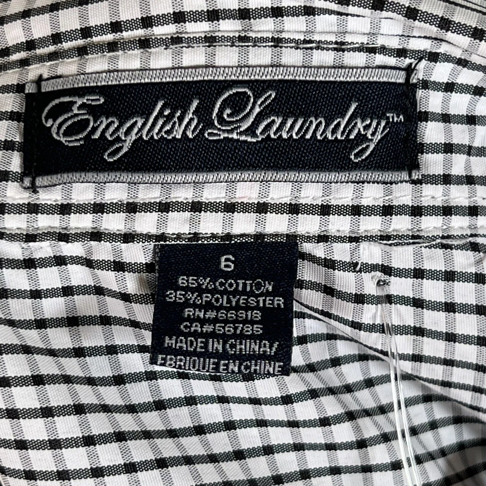English Laundry Long Sleeve Button Down Black Plaid/Check Shirt Boys Size 6 - Image 2 of 4