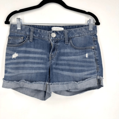 Express Women s Low Rise Distressed Cuffed Denim Shorts Size 0