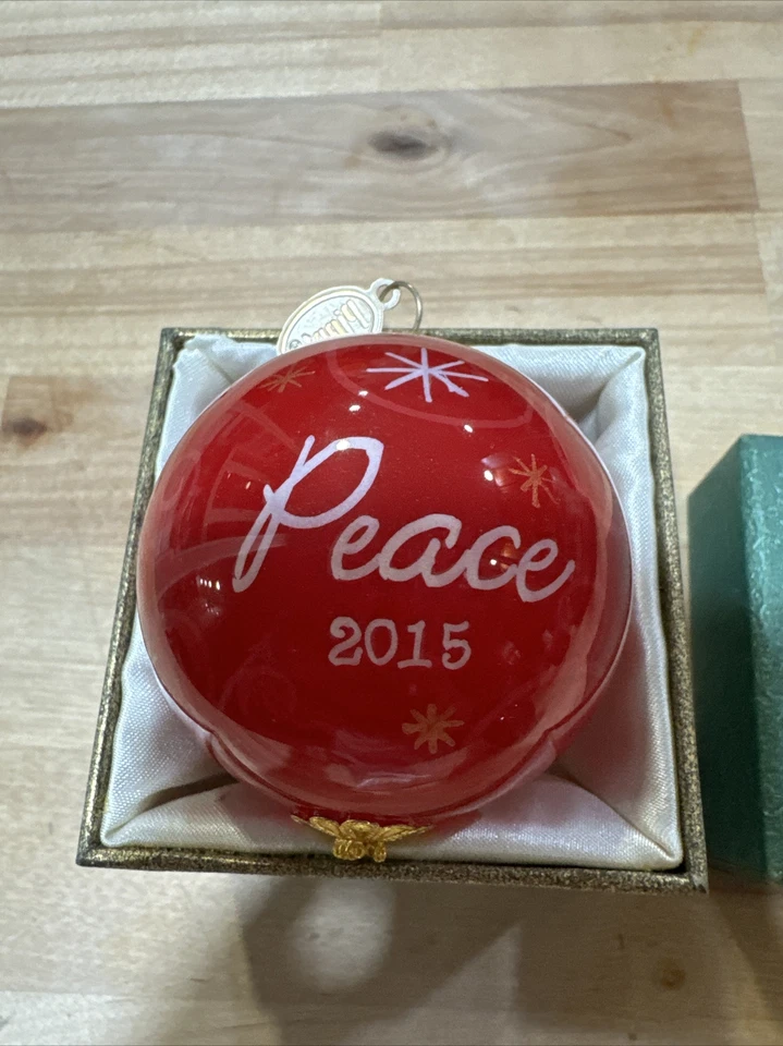 Pier 1 Li Bien Adorno de Navidad PAZ Bola Roja Paloma Blanca 2015 con Caja Foto 2 de 2