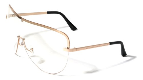 Oversize XL Huge Big Rimless Shield Black Brown Pink Blue Metal Frame Sunglasses - Afbeelding 32 van 35