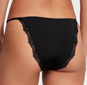 Victoria Secret DREAM ANGELS Smooth Adjustable String Bikini Panty XL Black Silk