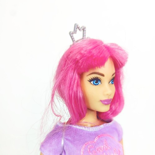 Barbie Princess Adventure Doll GJB68 2020 Curvy Pink Hair Purple Pjs Sleepover - Picture 4 of 5