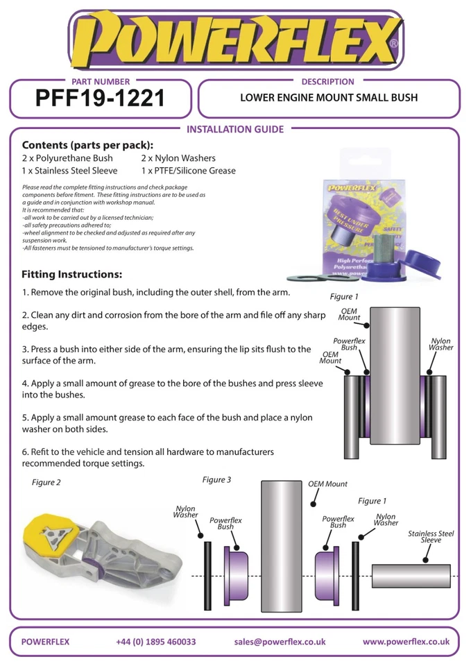 Supporto motore inferiore Powerflex boccola piccola PFF19-1221 per Ford Focus RS MK2 05-10 - Immagine 2 di 4