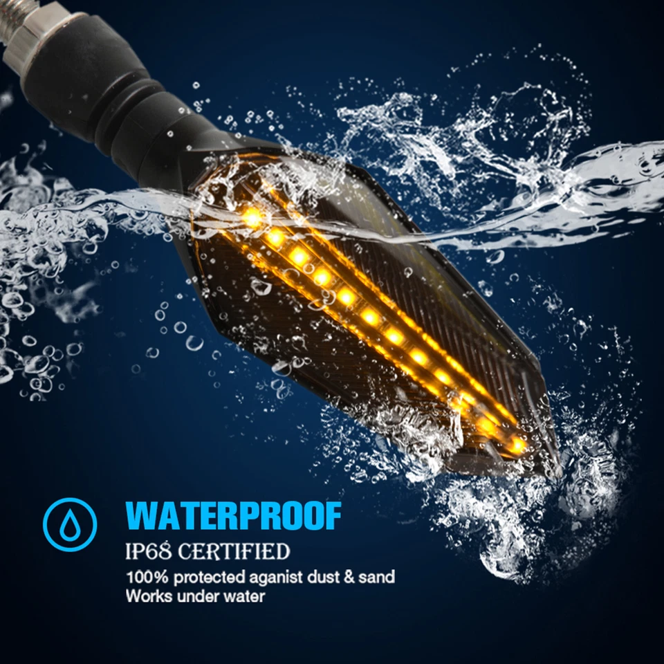 2x M10 Flecha Universal Motocicleta Señal de Giro Fluido Luz Intermitente Indicador Foto 3 de 4