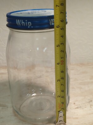 Vintage 70's Glass Jar Kraft Miracle Whip Salad Dressing with Blue