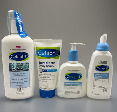 4Pk Cetaphil Body Wash  Daily Scrub Skin Cleanser Facial Lotion Foaming Cleanser
