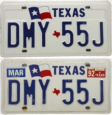 Pair 1990 Texas vehicle License Plate ORIGINAL TX white blue Lone Star Flag