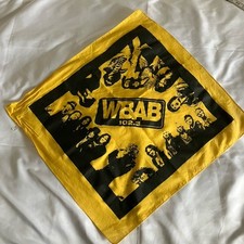 Vintage Wbab Radio Promo Bandana 102.3 Fm Rolling Stones Van Halen Yellow 1980s