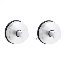 2 Pack Drill-Free Bathroom Robe Hooks Suction cup Chrome Finish Coat Hangers