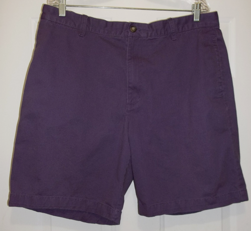 Izod Men's Cotton Shorts Size 36 Flat Front Purple Inseam 9" Pockets