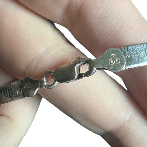 Vintage IBB Sterling Silver 925 Italy Herringbone Necklace - Picture 6 of 7