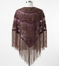 Hand Beaded Luxury Poncho Cape Bridal Evening Party Wear Handmade Designer
