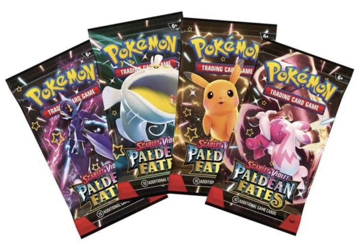 Paldean Fates Booster Pack, Factory SEALED Pokemon TCG, x4 Random Pack Art
