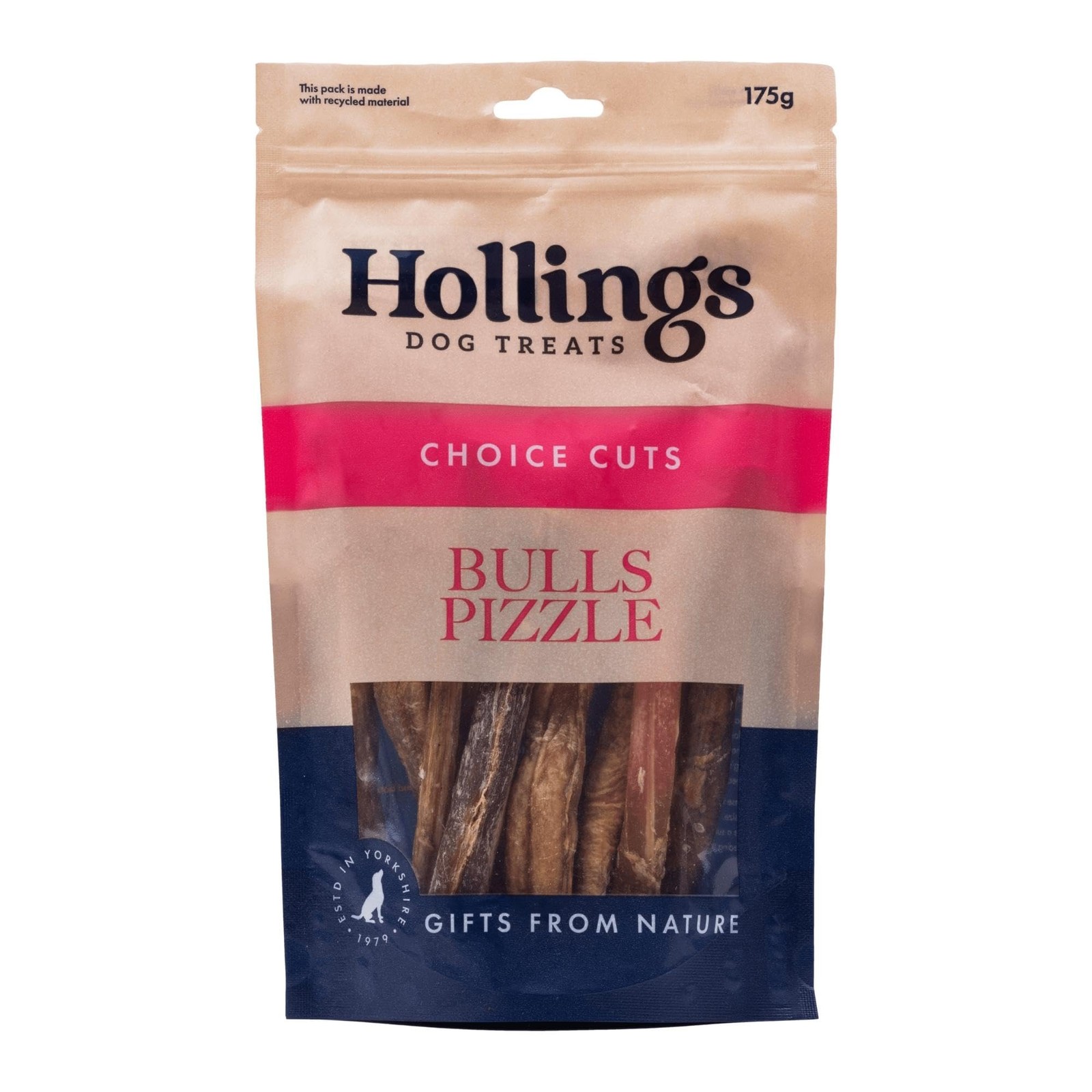 Hollings Bulls Pizzle Dog Treats, 100% Natural, Long-Lasting Chew Treats for Adu