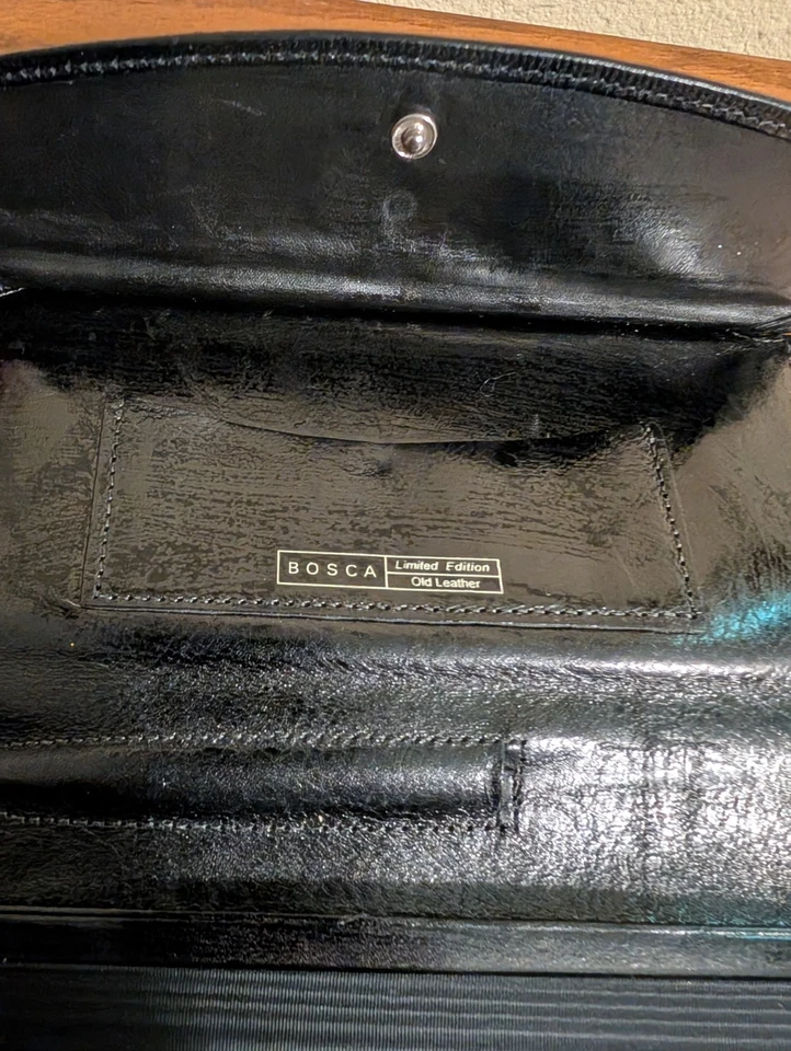 Cartera clutch vintage de cuero antiguo de BOSCA manchada a mano piel edición limitada Foto 4 de 4