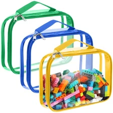 3 Packs Toy Storage Bags with Zipper, Clear PVC Organizing Waterproof Toy Bag...