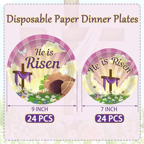 48 PCS Easter Paper Plates, 9" Dinner Plates 7" Dessert Plates, Religious - Bild 2 von 7