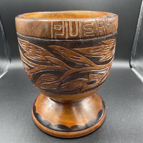 Large Wooden Hand Carved 10.5" Mortar Bowl 7” Puerto Rico Vtg - Picture 2 of 7