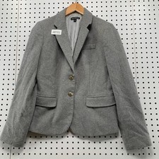 J.Crew Mercantile Womens Gray Wool Blend 2-Button Blazer Gold Crest Buttons Sz 8