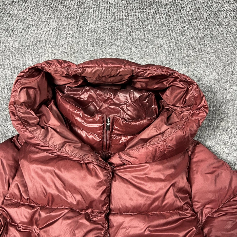 Chaqueta Athleta Mujer Mediana Borgoña Abajo Puffer Capucha Acolchada Larga Parka Abrigo Foto 2 de 4