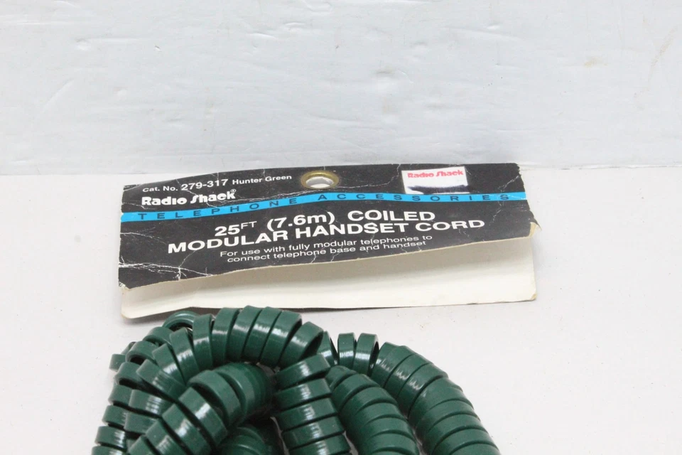 Vintage Radio Shack 25FT Phone Handset Coiled Cord Hunter Green - Image 2 of 2