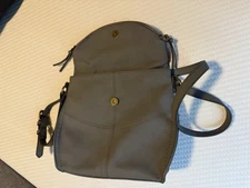 Sonoma Gray Pebbled Faux Leather 2 section Cross Body Sholder Purse Tassel Zip